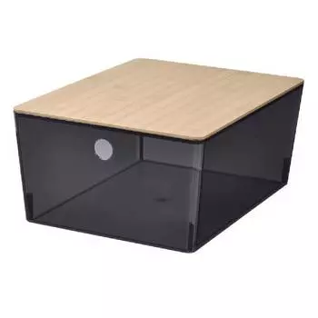 Коробка с крышкой Ikea Kuggis 26Х35Х15 см, черный/бамбук