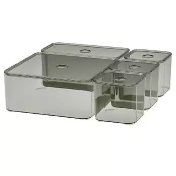 Коробка с крышкой Ikea Visslaan 5 шт, серый