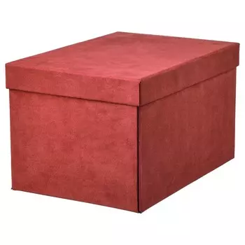 Коробка с крышкой, коричнево-красный бархат, 18х25х15 см, GJTTA IKEA