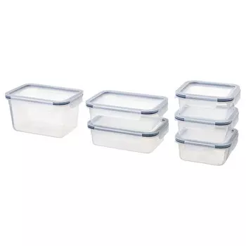 Коробка с крышкой, набор из 6 шт, пластик, IKEA 365+ IKEA