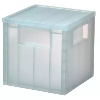 Коробка с крышкой, прозрачная серо-синяя, 16,5x16,5x16,5 см, PANSARTAX IKEA