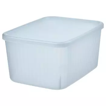 Коробка с крышкой, прозрачная серо-синяя, 18х24х12 см/3,5 л, RYKTA IKEA