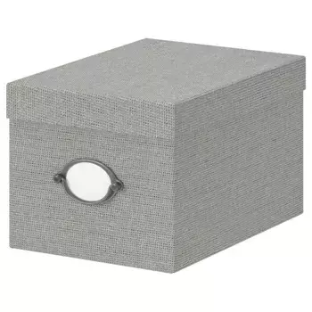 Коробка с крышкой, серая, 18х25х15 см, KVARNVIK IKEA