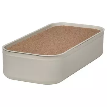 Коробка с крышкой, светло-бежевый, 12х24х6 см, HARVMATTA IKEA