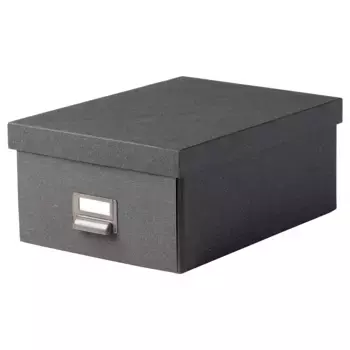 Коробка с крышкой, темно-серая, 25х36х15 см, TJOG IKEA