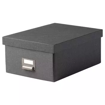 Коробка с крышкой, темно-серая, 25х36х15 см, TJOG IKEA