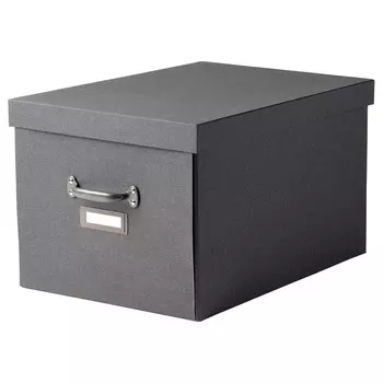 Коробка с крышкой, темно-серая, 35х56х30 см, TJOG IKEA