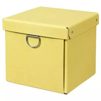 Коробка с крышкой, желтая, 16,5х16,5х15 см, NIMM IKEA