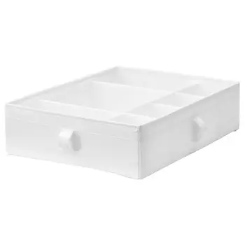 Коробка с отделениями, белая, 44х34х11 см, SKUBB IKEA