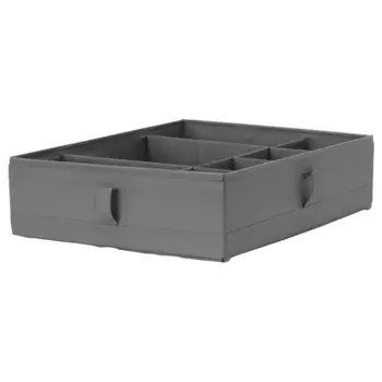 Коробка с отделениями, темно-серая, 44х34х11 см, SKUBB IKEA