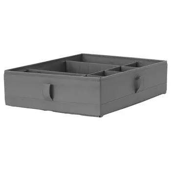 Коробка с отделениями, темно-серая, 44х34х11 см, SKUBB IKEA