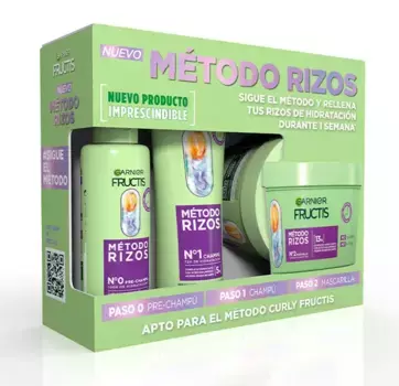 Коробка с шампунем, маской и лаком для волос Mtodo Rizos Fructis, 1 UD