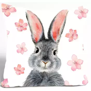 Королевская декоративная подушка «Балуга», сладкий зайчик, чехол без наполнителя, Пасха Queence, цвет rosa/grau + bedruckt