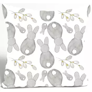Королевская декоративная подушка «Берко», сладкий зайчик, чехол без наполнителя, Пасха Queence, цвет grau + bedruckt