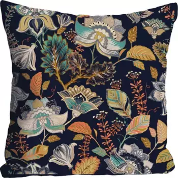 Королевская декоративная подушка "Цветы", чехол на подушку без наполнения, 1 шт Queence 40х40 см, цвет bunt + bedruckt