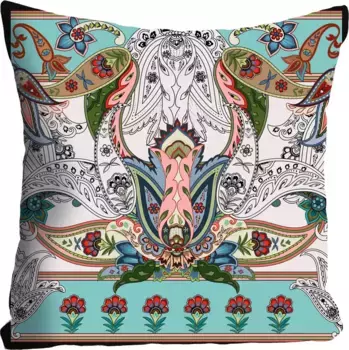 Королевская декоративная подушка "Цветы", чехол на подушку без наполнения, 1 шт Queence 40х40 см, цвет bunt + bedruckt