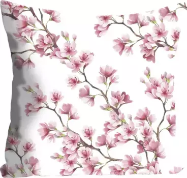Королевская декоративная подушка "Марсель", с цветочными ветками, чехол без наполнения, 1 шт Queence 40х40 см, розовый