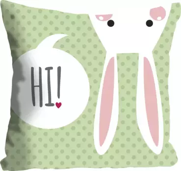 Королевская декоративная подушка "Маверик", с говорящим кроликом, чехол без наполнения, 1 шт Queence 40х40 см, зеленый