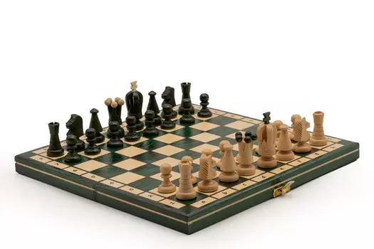 Королевские шахматы, инкрустация, зеленый принт/дуб-береза/НОВИНКА/производитель Szachy urek