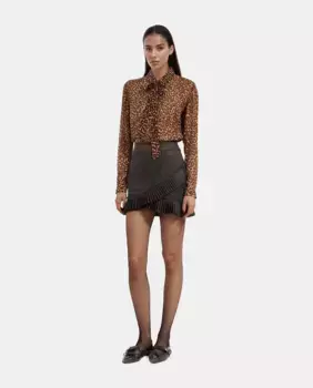 Короткая атласная юбка The Kooples, черный