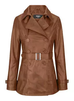 Короткая байкерская кожаная куртка TruClothing, цвет tan