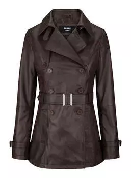 Короткая байкерская кожаная куртка TruClothing, коричневый