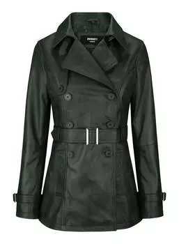 Короткая байкерская кожаная куртка TruClothing, зеленый