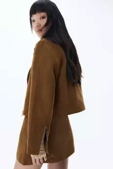Короткая байкерская куртка H&M, коричневый