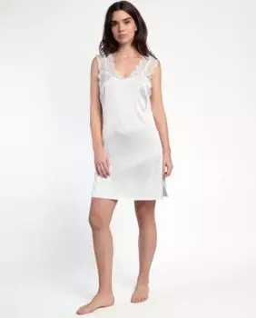Короткая белая атласная свадебная ночная рубашка Admas, белый