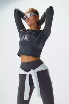 Короткая блузка из джерси H&M, серый