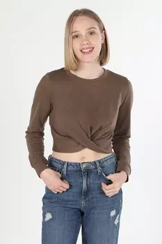 Короткая блузка из джерси с перекрученной деталью Colin'S, коричневый