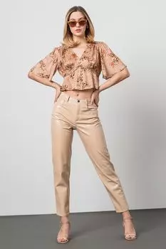 Короткая блузка с цветочным принтом Allsaints, бежевый