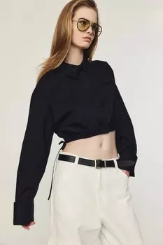 Короткая блузка с кулиской H&M, черный