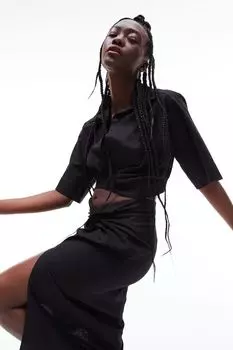 Короткая блузка с открытыми лацканами H&amp;M, черный