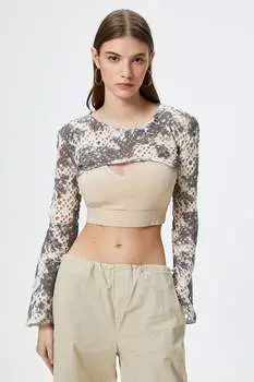 Короткая блузка с принтом Koton, белый