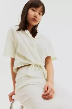 Короткая блузка с узлом H&M, белый