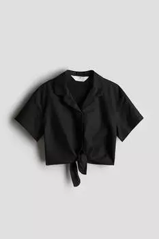 Короткая блузка с узлом H&M, черный