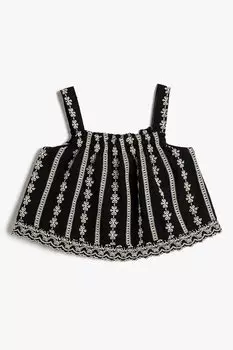 Короткая блузка с вышивкой Koton, черный