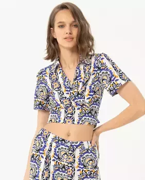 Короткая блузка с запахом Surkana, синий