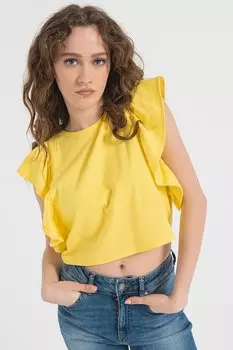 Короткая блузка со складками United Colors Of Benetton, желтый