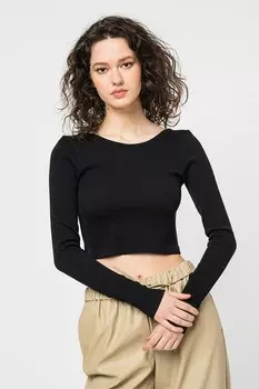 Короткая блузка в рубчик Only, черный