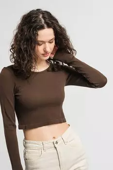 Короткая блузка в рубчик Only, коричневый