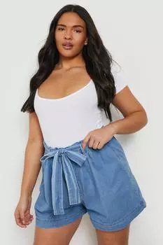 Короткая бумажная сумка plus chambray с поясом Boohoo, синий
