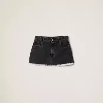 Короткая черная джинсовая юбка Miu Miu, черный
