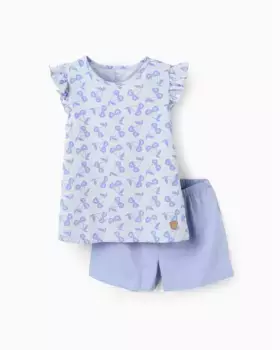 Короткая девичья пижама с футболкой с принтом Zippy, голубой