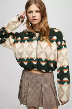 Короткая дубленка с принтом PULL&amp;BEAR