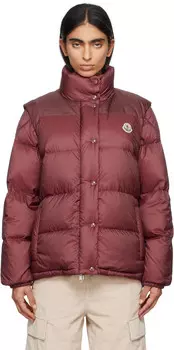 Короткая двусторонняя куртка-пуховик Verone бордового цвета Moncler