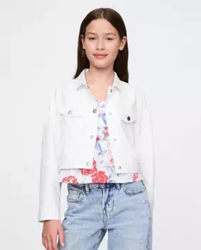 Короткая джинсовая куртка для девочек Gap, белый