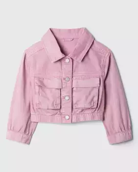 Короткая джинсовая куртка для девочки с накладными карманами спереди Gap, цвет Lila