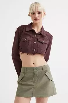 Короткая джинсовая куртка H&amp;M, темно коричневый